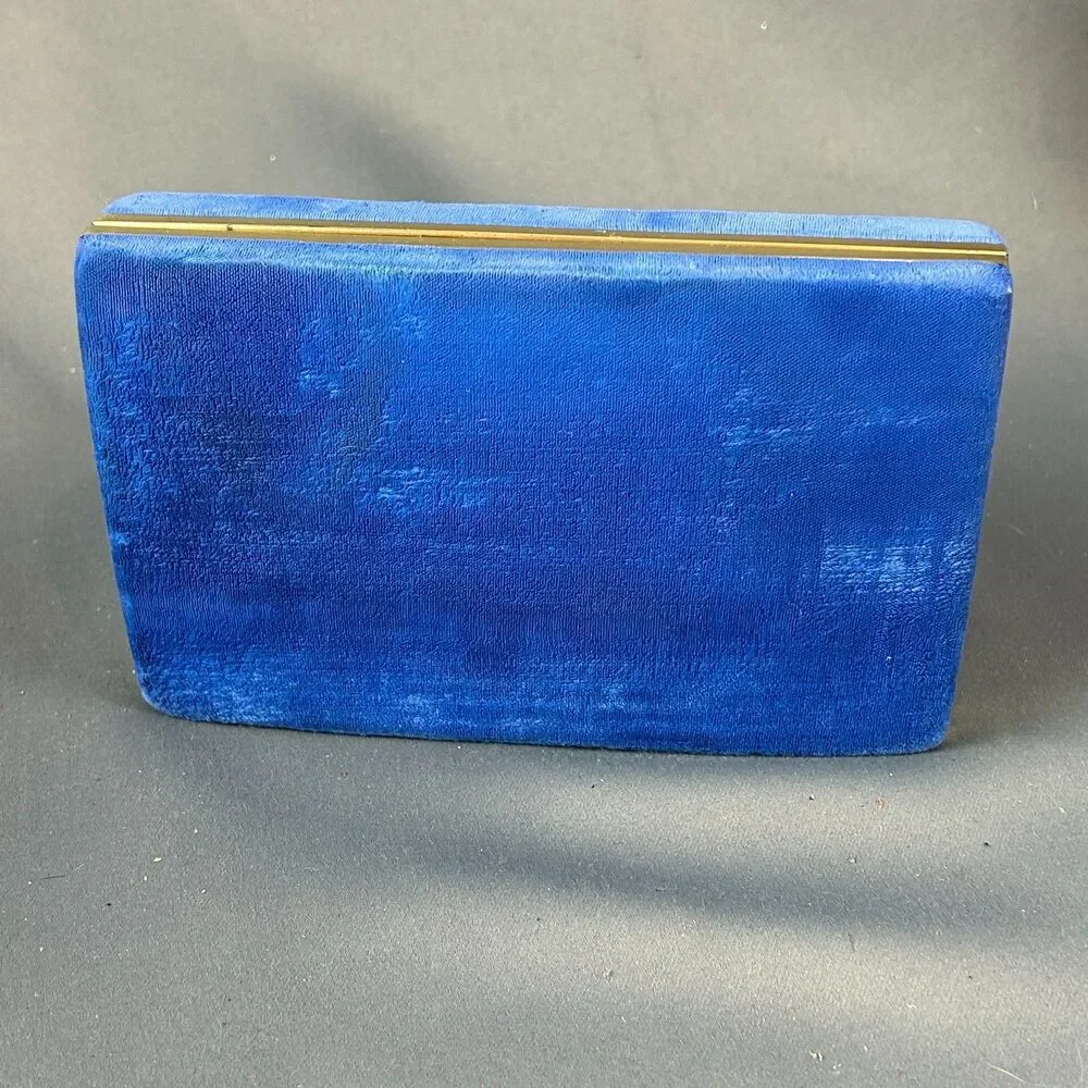 Mele Jewel Case Hinged Clamshell Blue Velvet Rings Earrings Travel 7